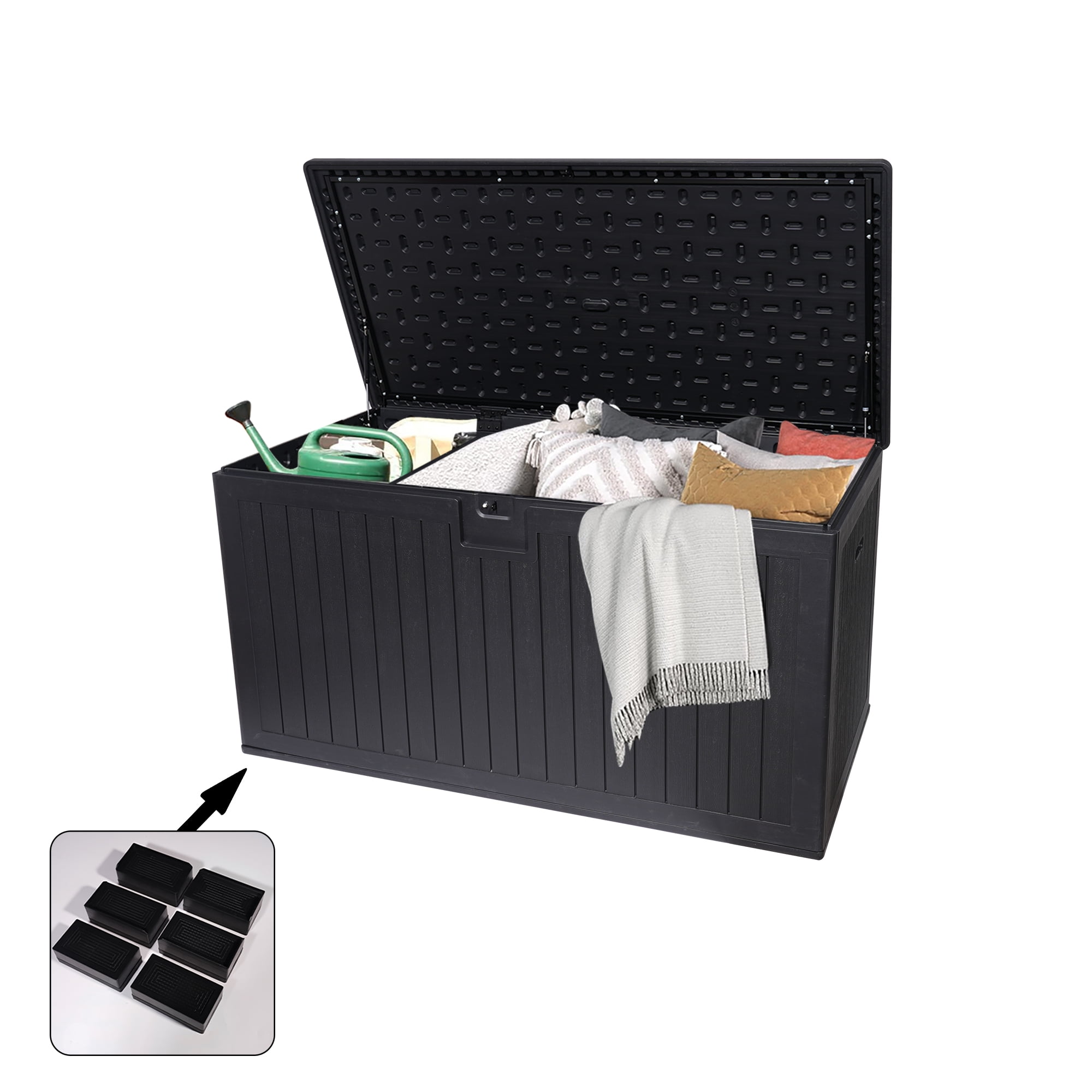 Outdoor Deck Box, 260 Gallon Resin Waterproof Large Storage Box for Patio Furniture Cushions Pool Garden Accessories, Black