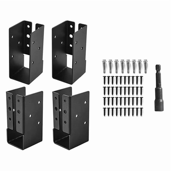 Outdoor Deck DIY 4 Metal Joist Hangers Set with 8 Self-Tapping Screws, 40 Nails & 1 Drill Bit for 2x4 in