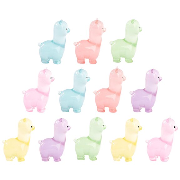 Outdoor Decor 12 Pcs Alpaca Ornaments Mini Resin Animals Micro Landscape Doll House Luminous Colorful