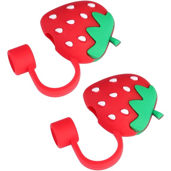 Outdoor Decor 2Pcs Straw Covers Cap Silicone Strawberry Shape Straw Tips Cover Reusable Drinking Straw Caps Metal Straw