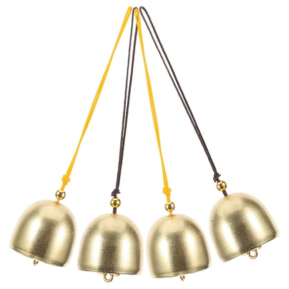 Outdoor Decor 4 Pcs Gift Packaging Tree Hanging Bell DIY Craft Bells Wind Chime Hat Black Rope Metal Copper