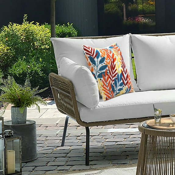 Outdoor Decor Cabana Colored Leaves Print Decorative Pillow 18 x 18 in Multi