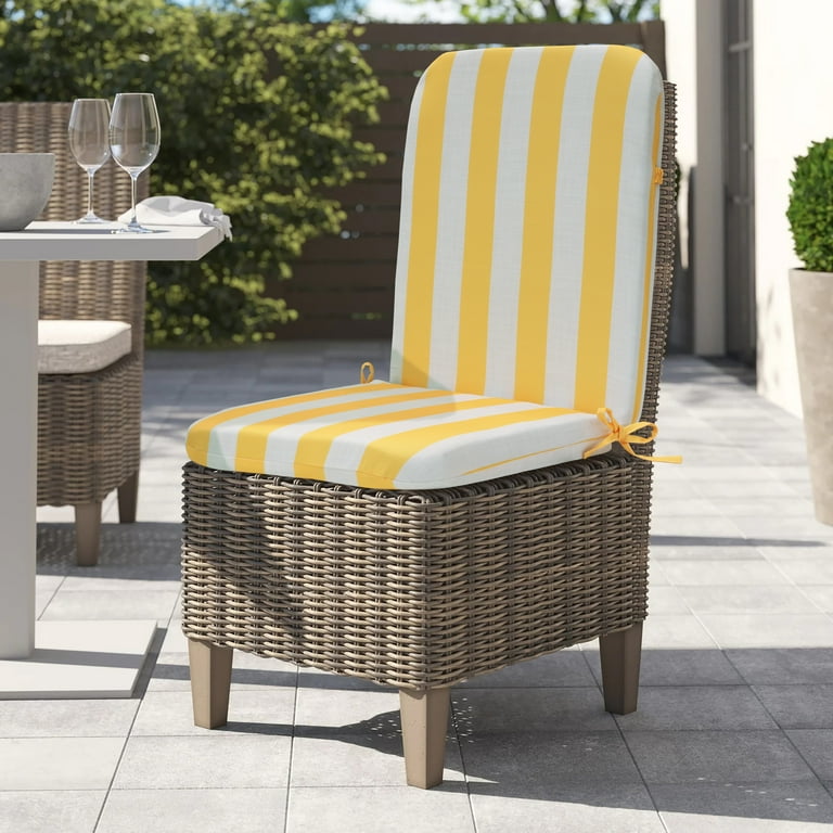 Outdoor Decor High Back Patio Chair Cushion, Cabana Stripe Print