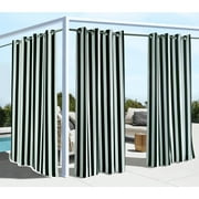Outdoor Decor Coastal Stripe Grommet Curtain Panel Window Dressing 50 x 108 in Black