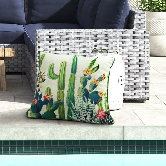 Outdoor Decor Laguna Cactus Flowers Oversize Pillow, Multi, 24' x 24"