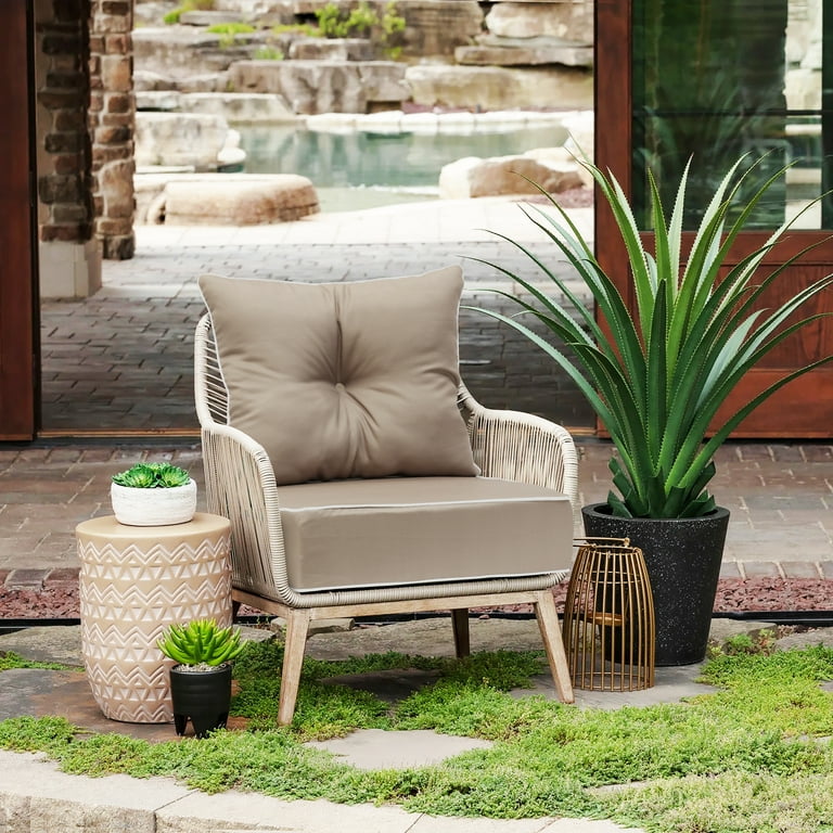 Outdoor Decor Nature Deep Seat Cushion 24 x 24 in Solid Taupe