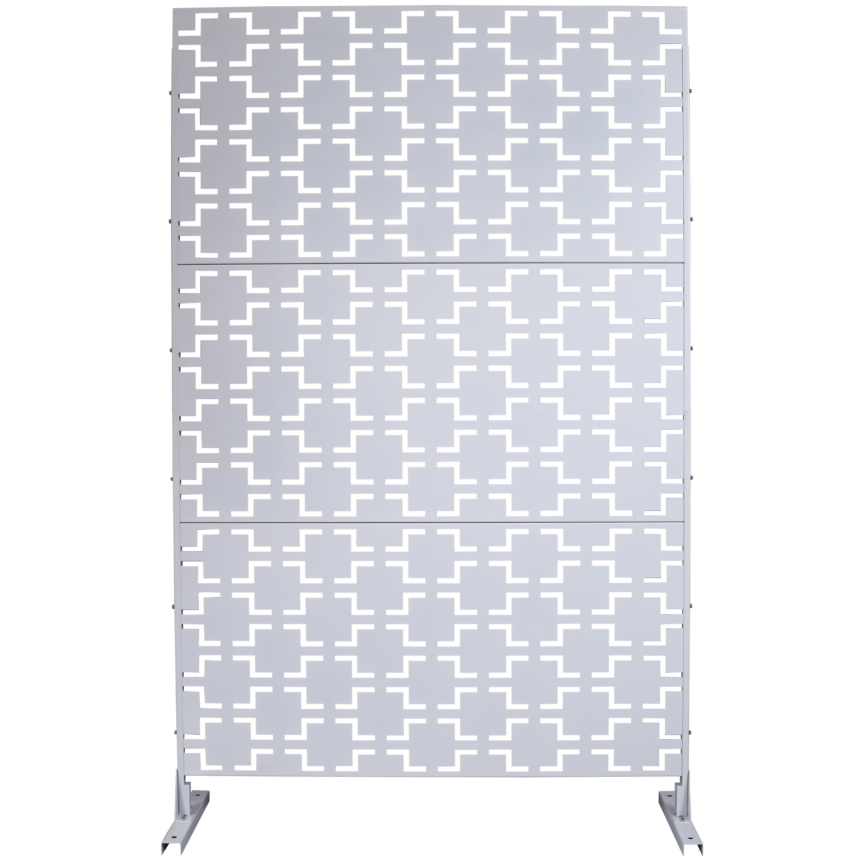 Outdoor Decor Privacy Screen, 76"Hx48"W Freestanding Metal Room Divider for Deck Balcony, Black