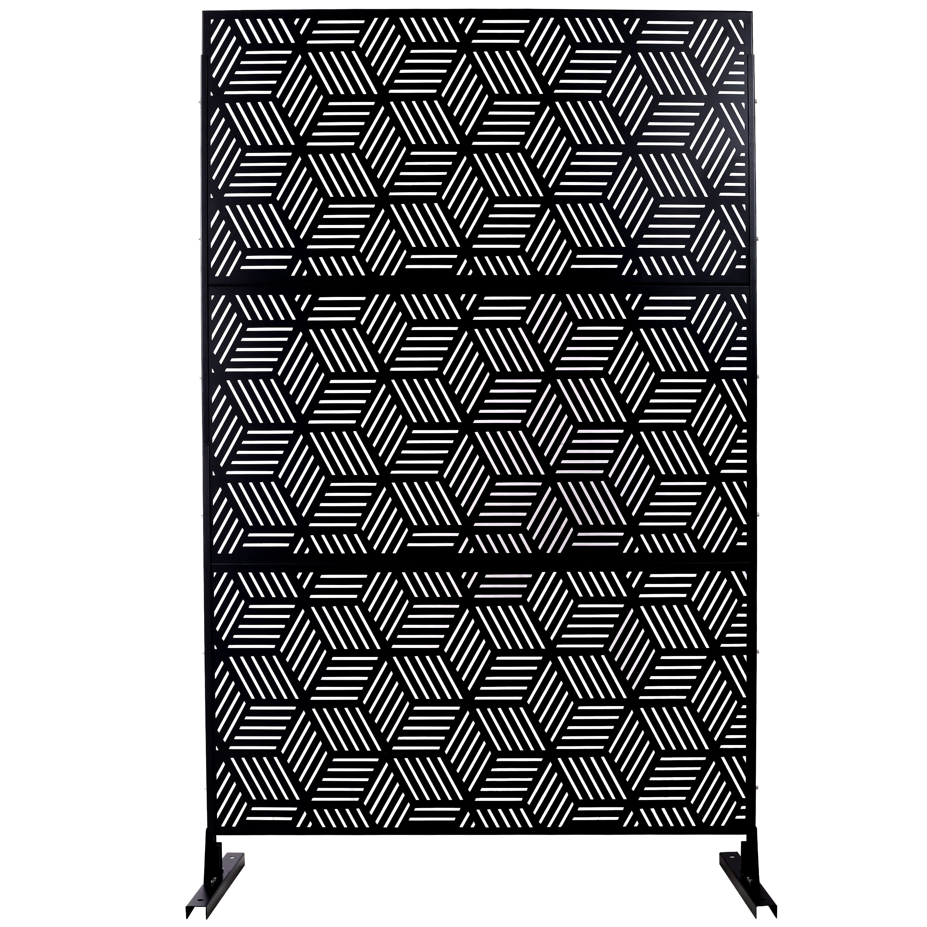 Outdoor Decor Privacy Screen, 76"Hx48"W Freestanding Metal Room Divider for Deck Balcony, Brown Hammertone