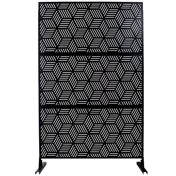 Outdoor Decor Privacy Screen, 76"Hx48"W Freestanding Metal Room Divider for Deck Balcony, Brown Hammertone
