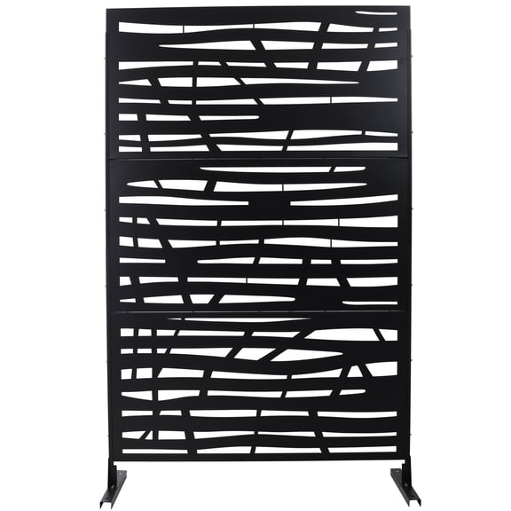 Outdoor Decor Privacy Screen, 76"Hx48"W Freestanding Metal Room Divider for Deck Balcony, Rust Red