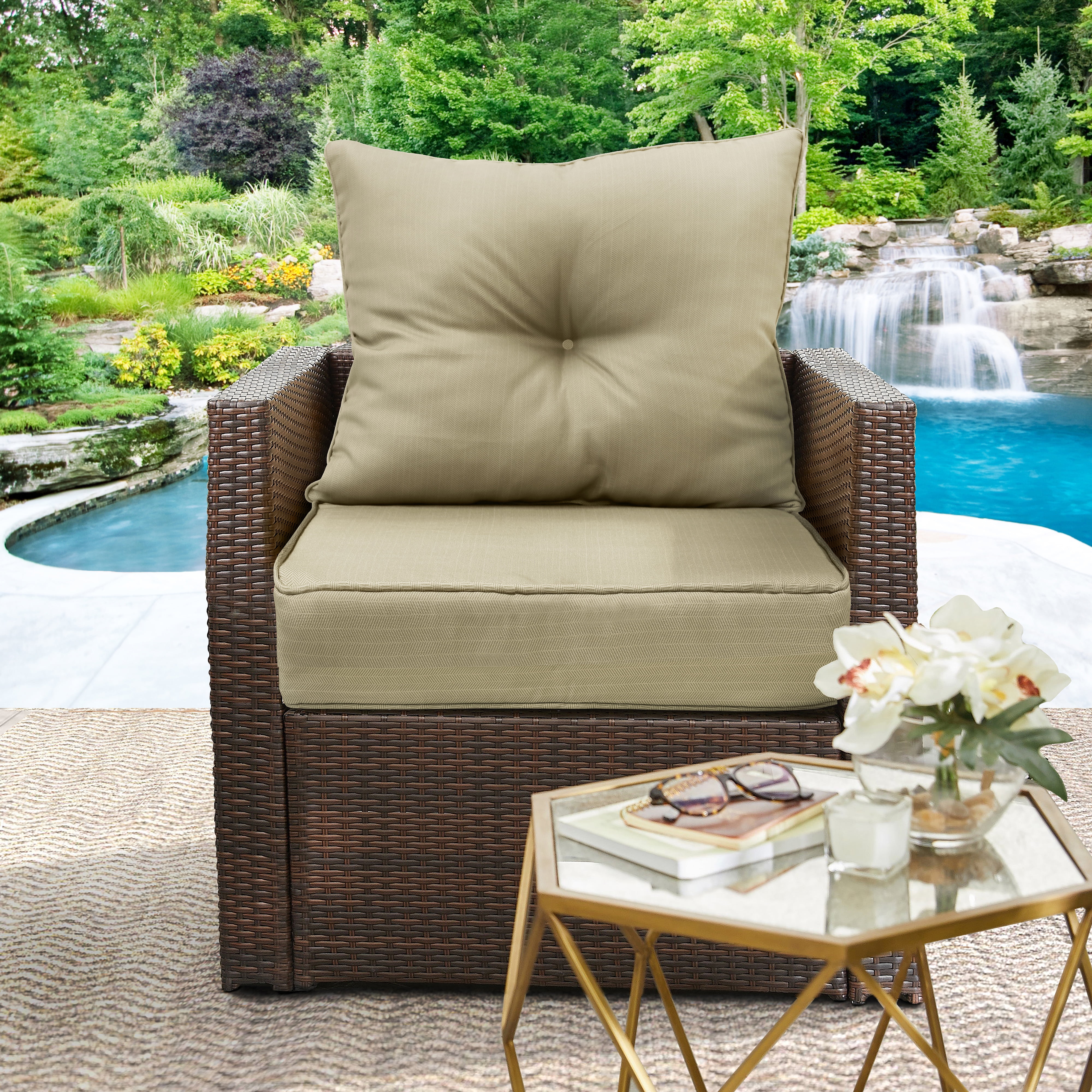 Outdoor Decor Tribal Deep Seat Cushion Set Taupe 24