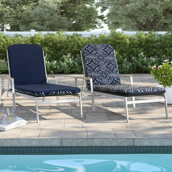 Outdoor Decor Urban Chic Lounger Chair Cushion Pad, Navy, 22" x 73"