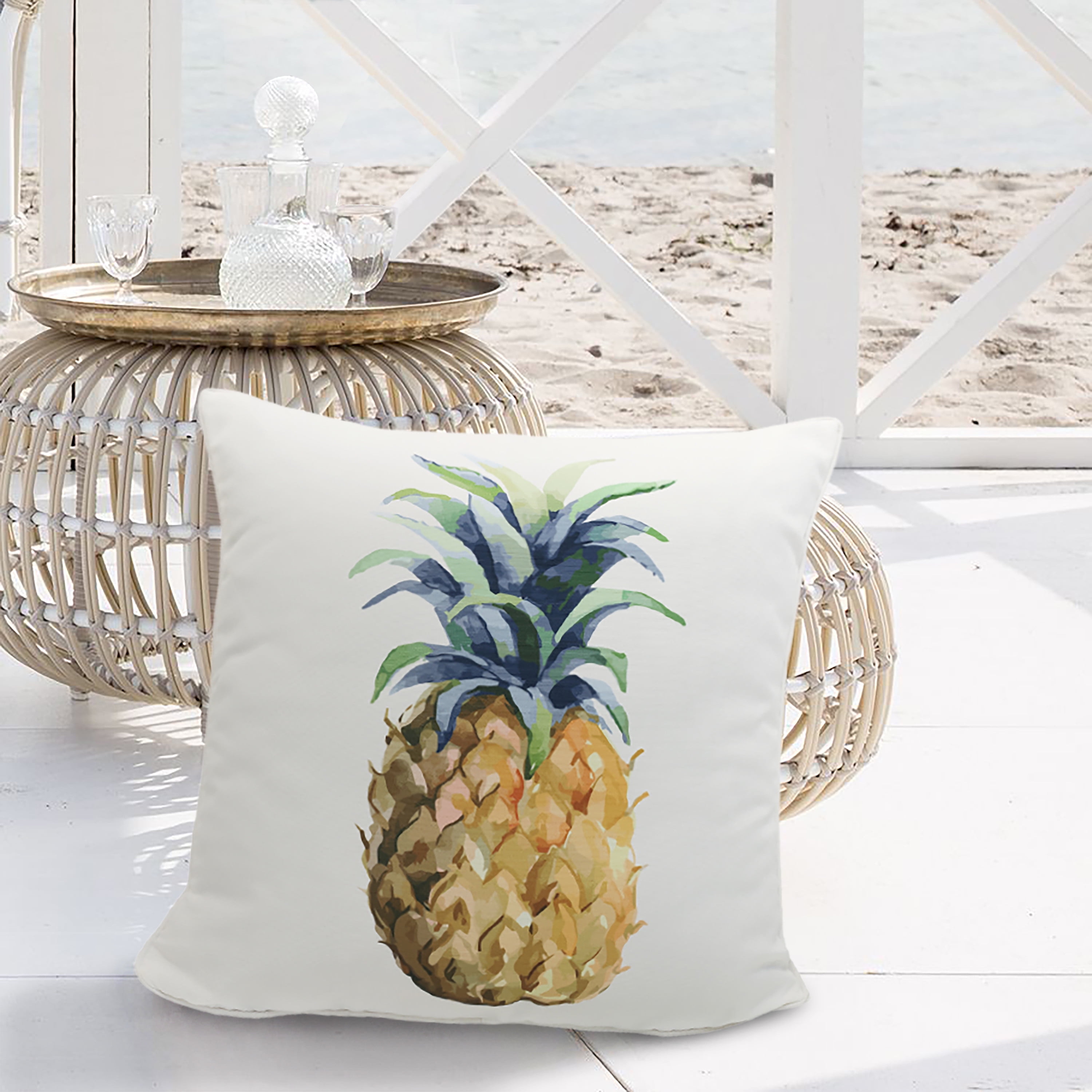 Outdoor Decor Urban Chic Pineapple Large Decorative Pillow 24 x 24 in Multi