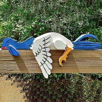 Outdoor Decor Wood Creative Resting Rooster Pet, Rooster Fence Statues, Chicken Sculptures Art Decor, Rooster Door Decor, Lying Rooster Garden Lawn Ornament for Backyard Patio Decorations (Blue)