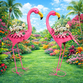 thumbnail image 1 of Outdoor Decoration, Flamingo Figurines, Garden Decoration, Garden Figurine,Lifelike Flamingos,Flower Arrangement Available,2 Pack, 1 of 6
