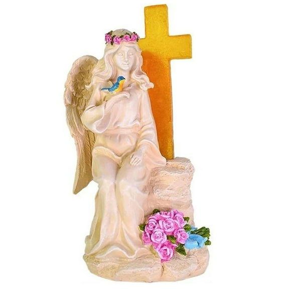 Outdoor Decorative 10.6" Solar Angel And Cross
