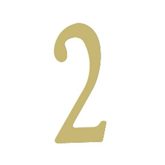 Outdoor Decorative 2 inch Brass Self Adhesive Address Number - Number: 2