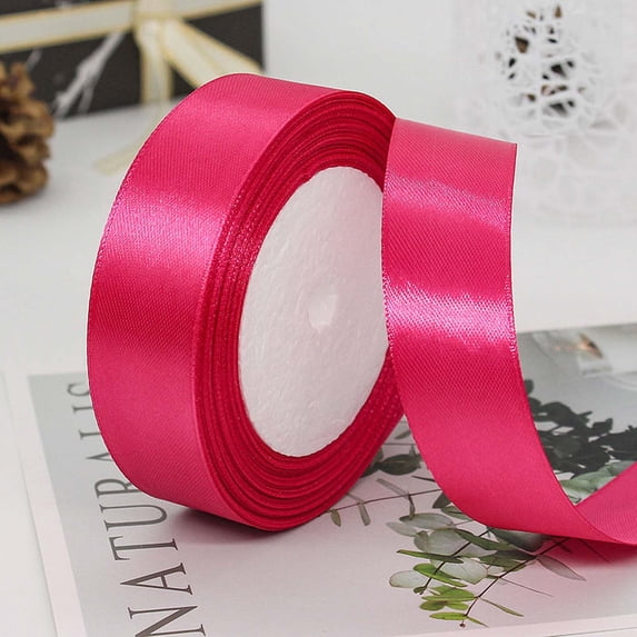 Outdoor Decorative Ribbon, 5cm Polyester Satin Ribbon, 22 Meter Rolls for Gift Packaging Wedding Cake Decor DIY Craft, Hot Pink