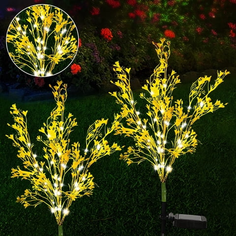 Outdoor Decorative Solar Flower Lights, 2 Pack Waterproof Solar LED Garden Stake Lights for Patio, Yard, Lawn, Pathway Driveway Decors (Canola Flowers)