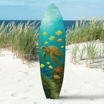 Outdoor Decorative Surfboard Wall Art - Sea Turtle Decor Ocean-Themed, Beach House Sign, Weather Resistant PVC 3 Foot