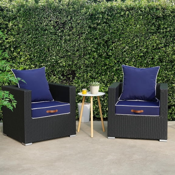 Outdoor Deep Seat Cushion Set of 2, Weather Resistant Furniture Cushions with Zipper and Handle, 24 x 24 x 5 inch Outdoor Wicker Chair Cushions for ,Yard,Garden