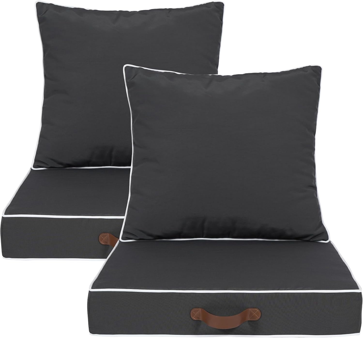 Chair Cushion Black Outdoor Cushions With White Piping Box Cushion