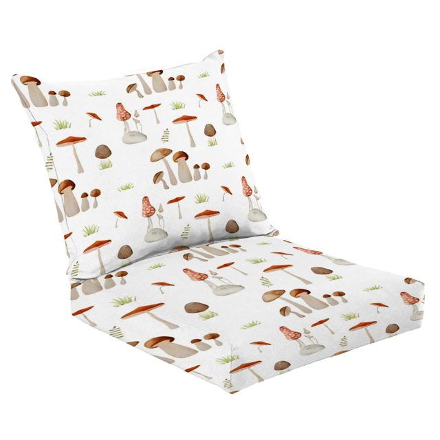 Outdoor Deep Seat Cushion Set 24" x 24" Forest mushrooms watercolor