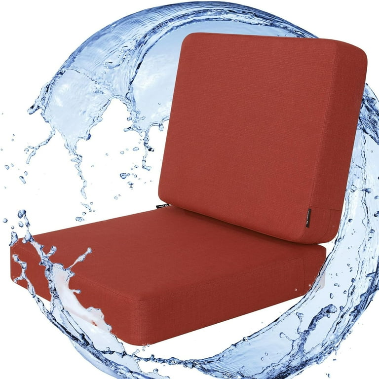 Outdoor Deep Seat Cushion Set 24 x 24 Inch Rainproof 3 Year Fade Resistant Patio Furniture Cushions Removable Seat Bottom Back Cushion covers with Ties for Chair Sofa Couch Dark Gray