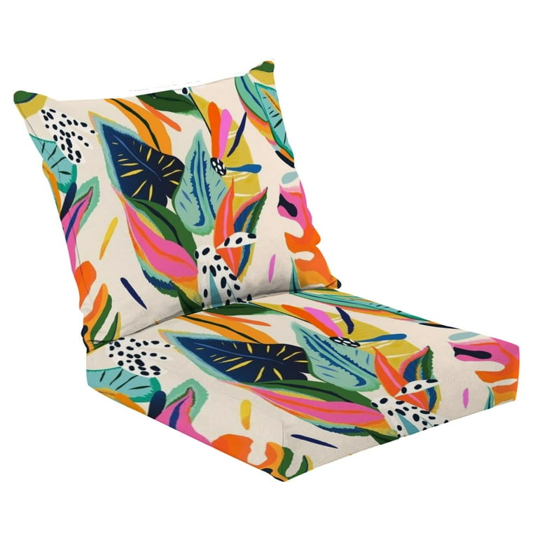 Outdoor Deep Seat Cushion Set 24 x 24 Modern exotic floral jungle pattern Collage contemporary seamless Deep Seat Back Cushion Fade Resistant Lounge Chair Sofa Cushion Patio Furniture Cushion Walmart....