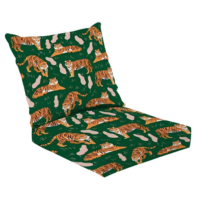 Outdoor Deep Seat Cushion Set 24" x 24" Seamless pattern tigers Chinese
