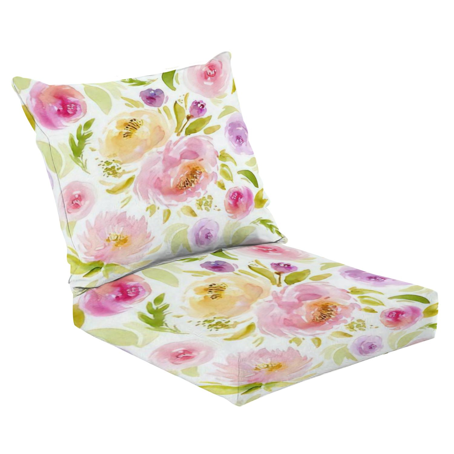 Outdoor Deep Seat Cushion Set 24" x 24" Watercolor floral seamless