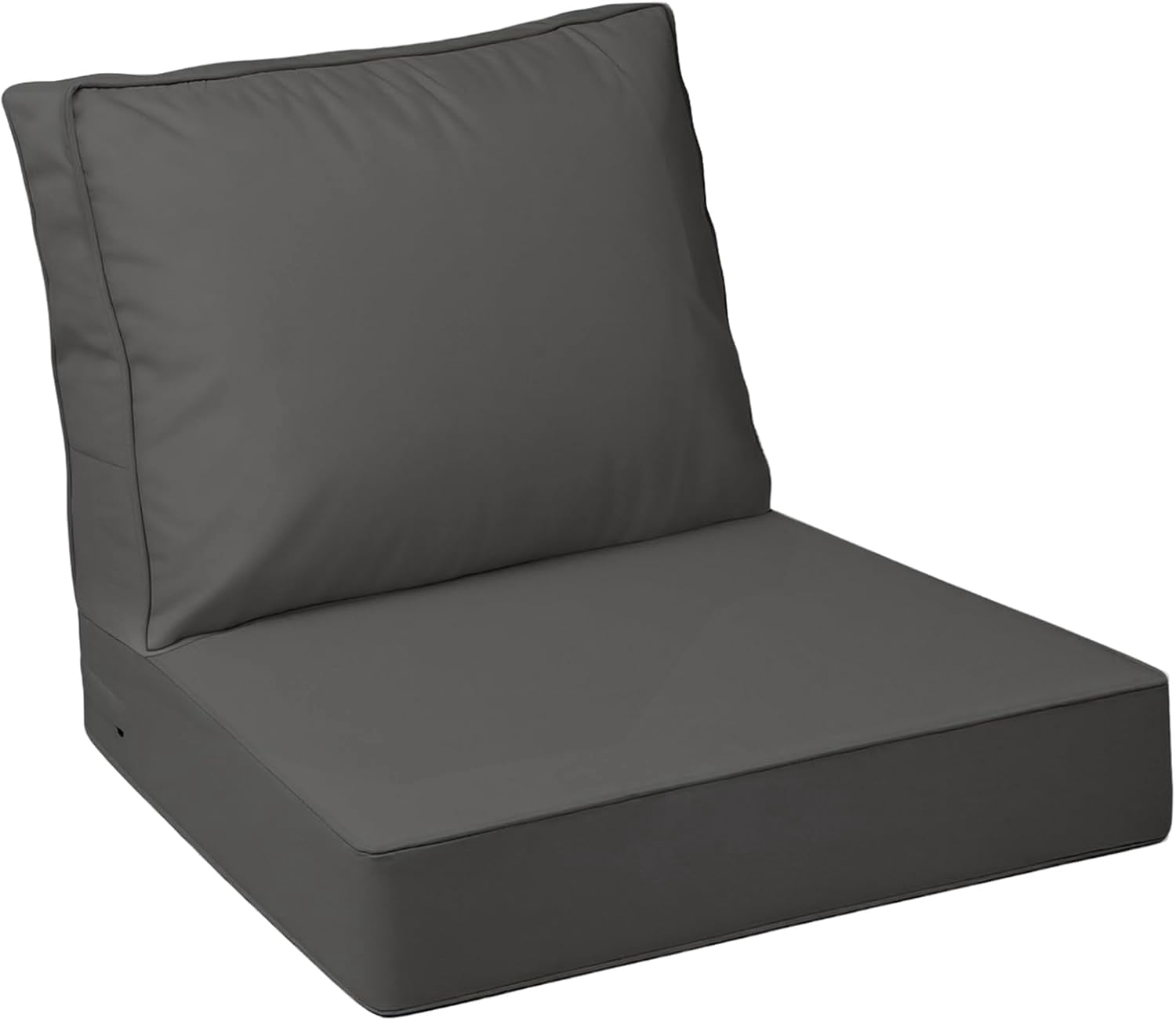 Outdoor Deep Seat Cushions with Double Welted Pillow, Waterproof, Fade-Resistant Patio Furniture Replacement Cushions, 24" x 24" x 5" + 24" x 19", Dark Gray