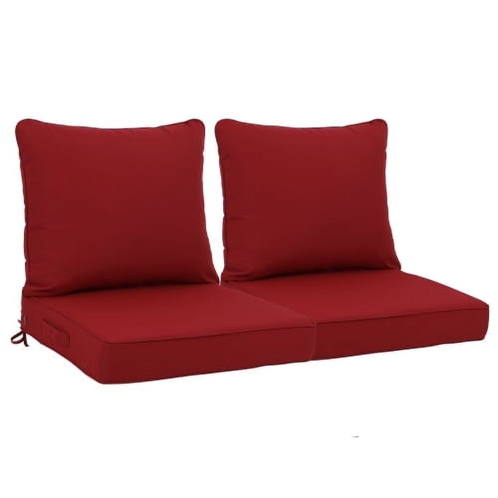 Outdoor Deep Seat Cushions Set of 2 – 24x24 Inch Waterproof Patio Cushions with Removable Covers, Fade-Resistant & Adjustable Straps for Sofa, Chair, Couch – Machine Washable Furniture Cushions