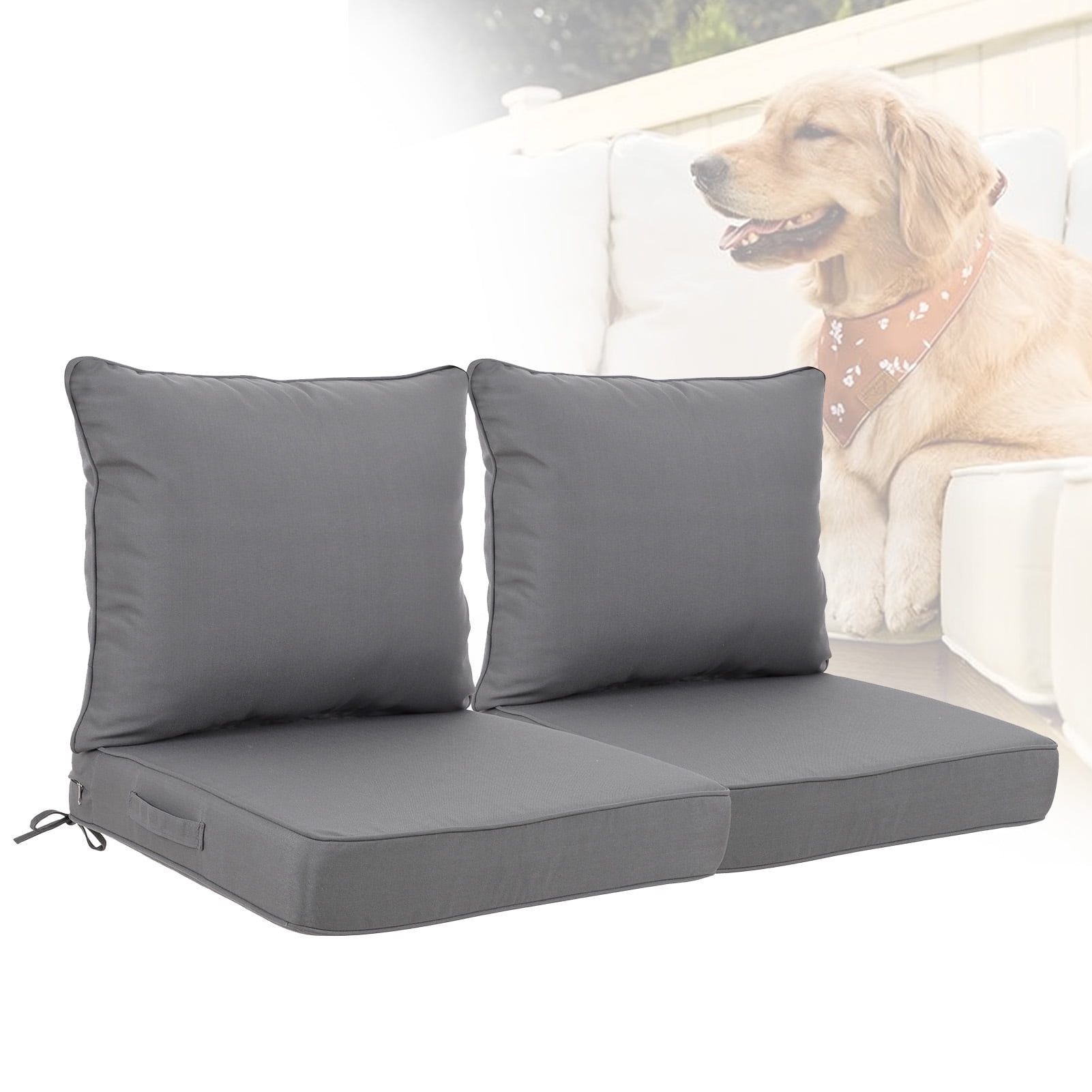 Outdoor Deep Seat Cushions Set, 24x24x4.3 inch, Fade Resistant, Waterproof Patio Chair Cushion with Backrest(dark gray)