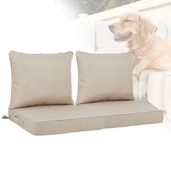 Outdoor Deep Seat Cushions Set, 24x24x4.3 inch, Fade Resistant, Waterproof Patio Chair Cushion with Backrest(khaki)