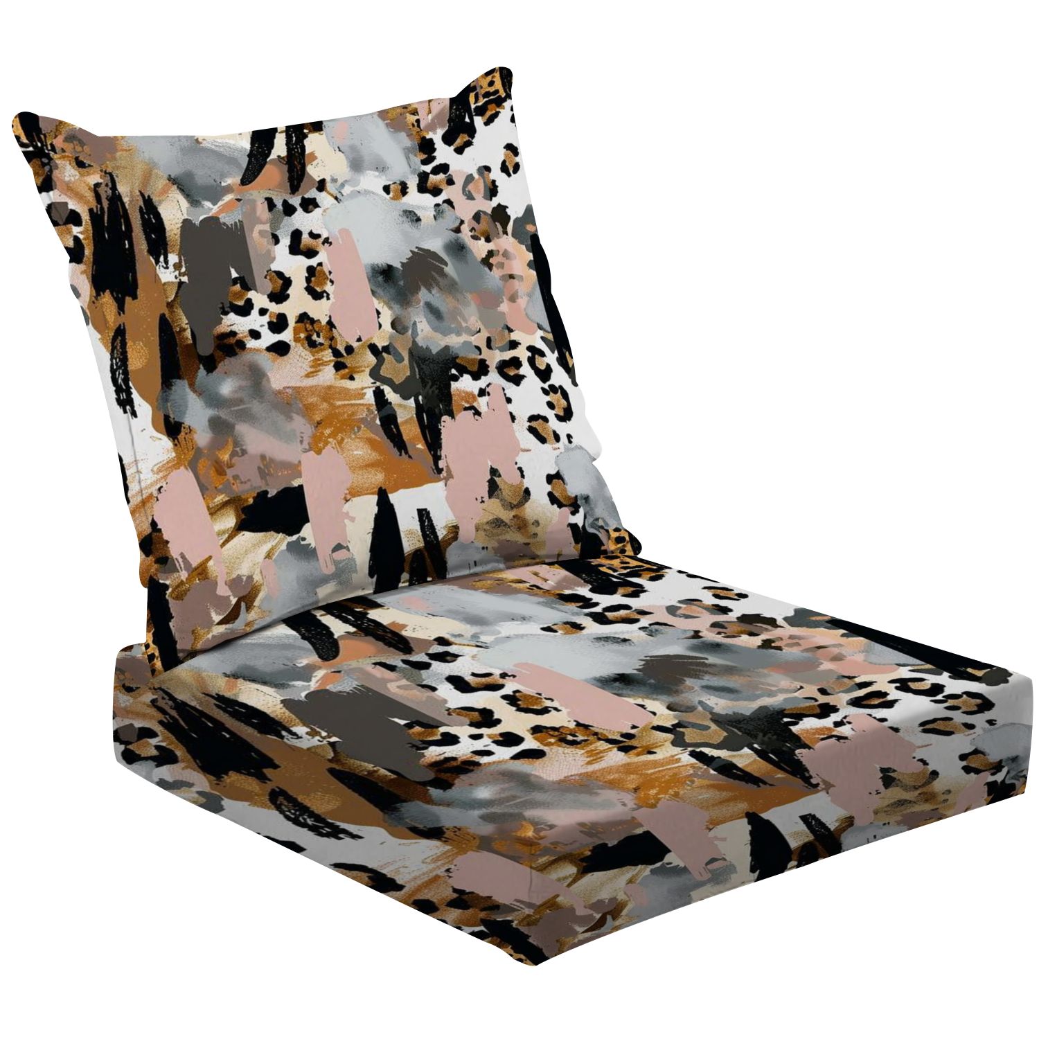 Outdoor Deep Seat Cushions Set Seamless leopard skin pattern brush ...