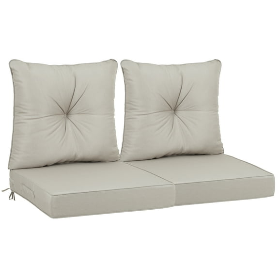 Outdoor Deep Seat Cushions for Patio Furniture, Waterproof Replacement Patio Chair Cushions Set of 2, 24 x 24 x 4 Inch,sewn circle tack beige Beige,