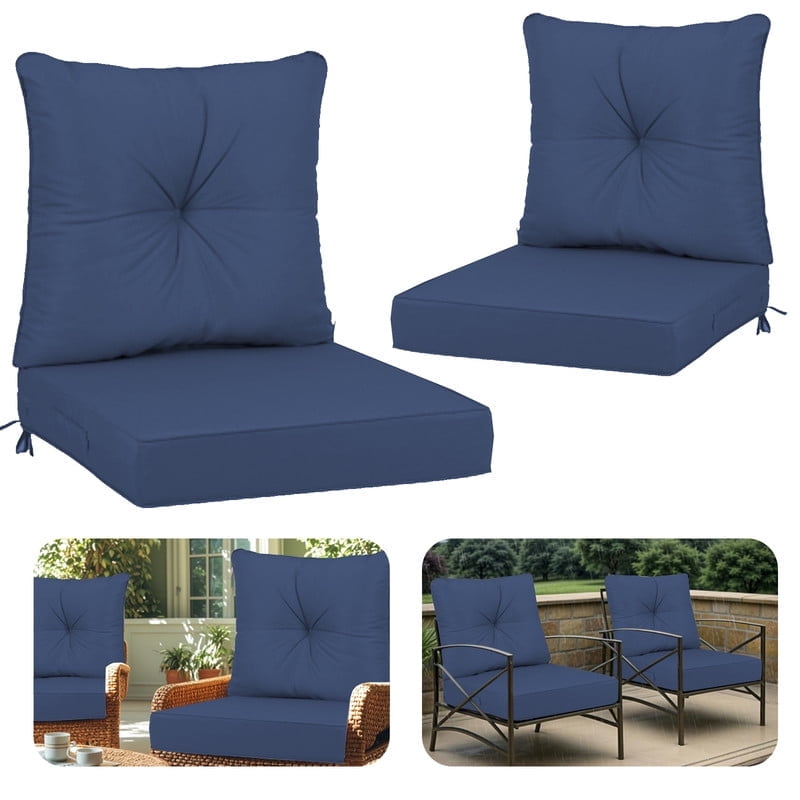 Outdoor Deep Seat Patio Cushion Set, 24x24x4.3 in, Waterproof Fade ...