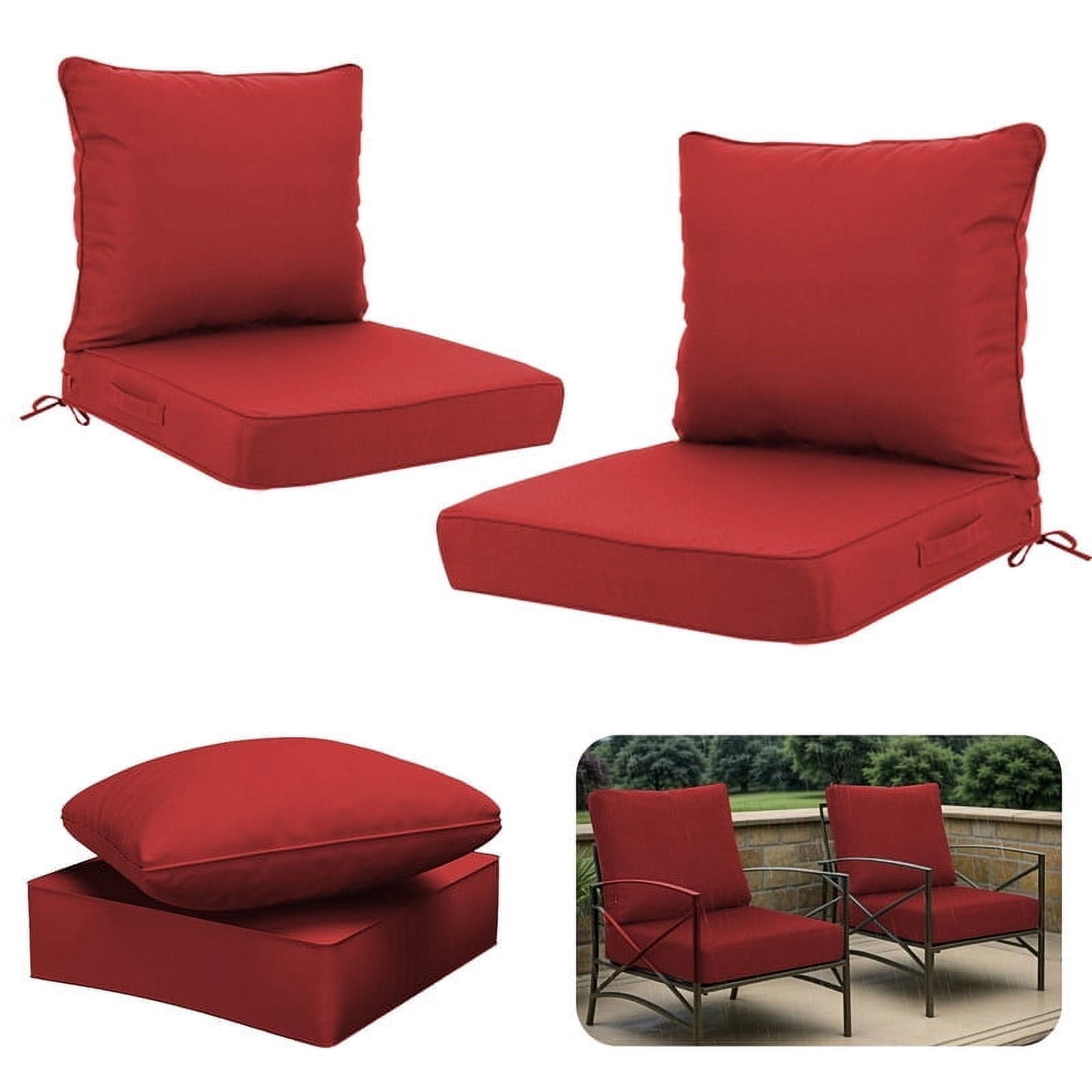 Outdoor Deep Seat Patio Cushion Set, 24x24x4.3 in, Waterproof Fade ...