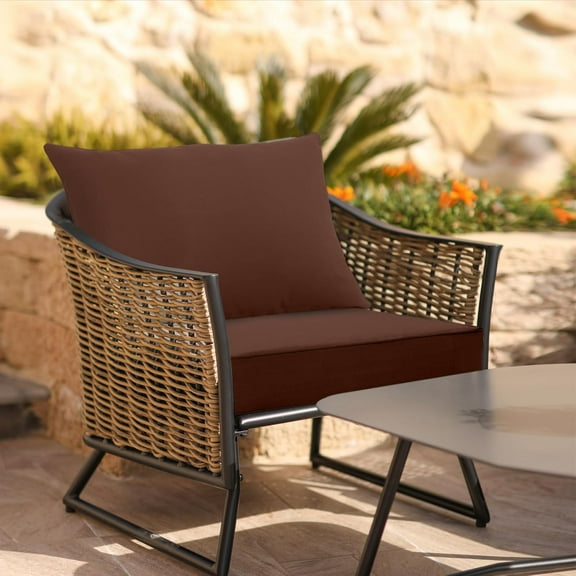 Outdoor Deep Seat  Seat Cushion Set, 25 x 25 x 5 inch, 2-Piece Back Chair Cushion, Set of 1, Brown