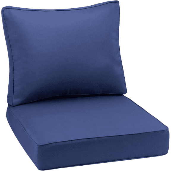 Outdoor Deep Seating Cushion Set, 24" x 24", Waterproof & Fade Resistant Patio Furniture Cushions with Handle, Deep Seat and Back Cushion for Chair and Sofa (1, Blue)