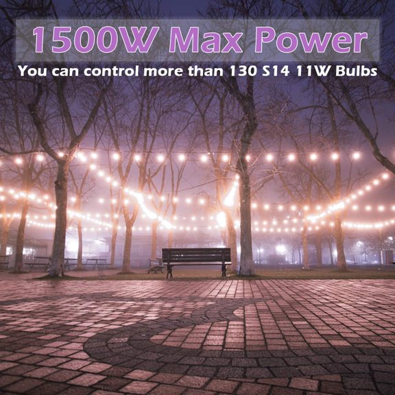 Outdoor Dimmer for String Lights 1500W, IP67 Waterproof/150FT Range/Timer Control/3 Prong Outlet for Outdoor LED String Lights & Incandescent Bulbs, Wireless RF Remote Plug-in Dimmer Switch$$
