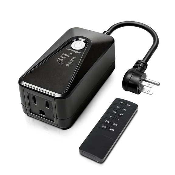 Outdoor Dimmer for String Lights,Plug-in Dimmer Switch 100FT Remote Control & Timer (2H/4H/6H/8H),Waterproof Light Dimmer for Outdoor & Indoor Use,Compatible with Dimmable LED/Tungsten/Patio Lights