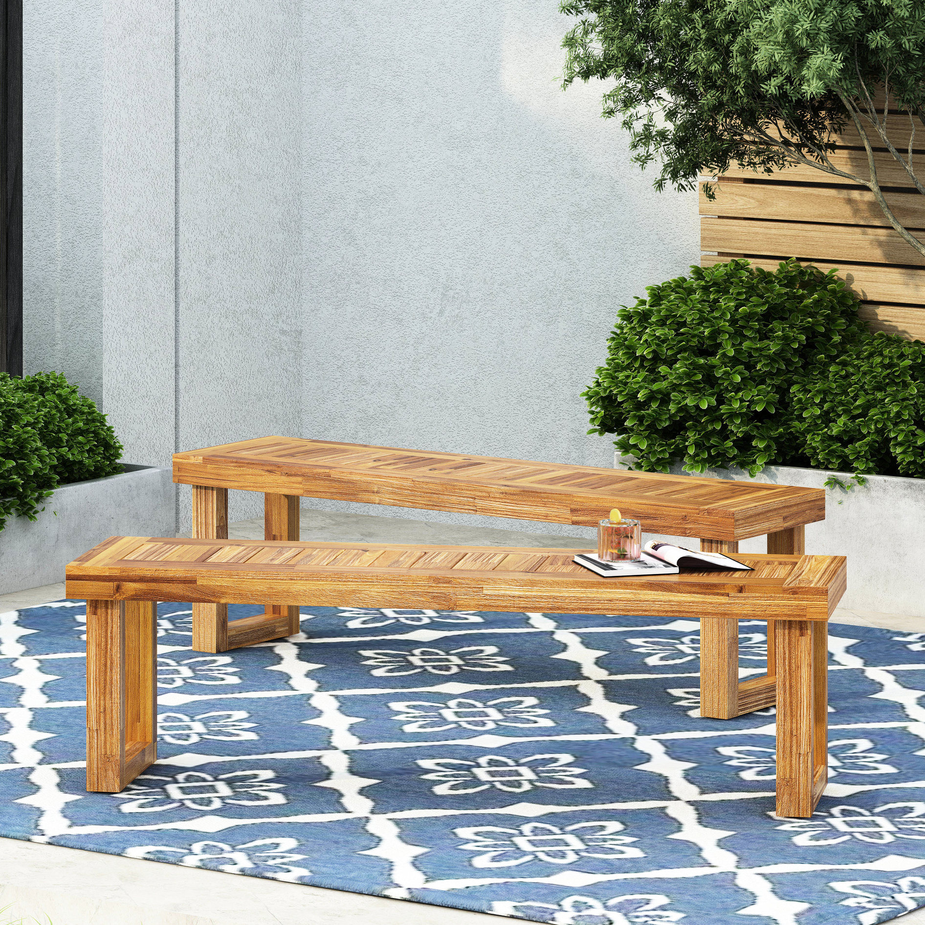 32 Bench Outdoor Dining Benches | Functional for Patio Areas | Acacia Wood ...