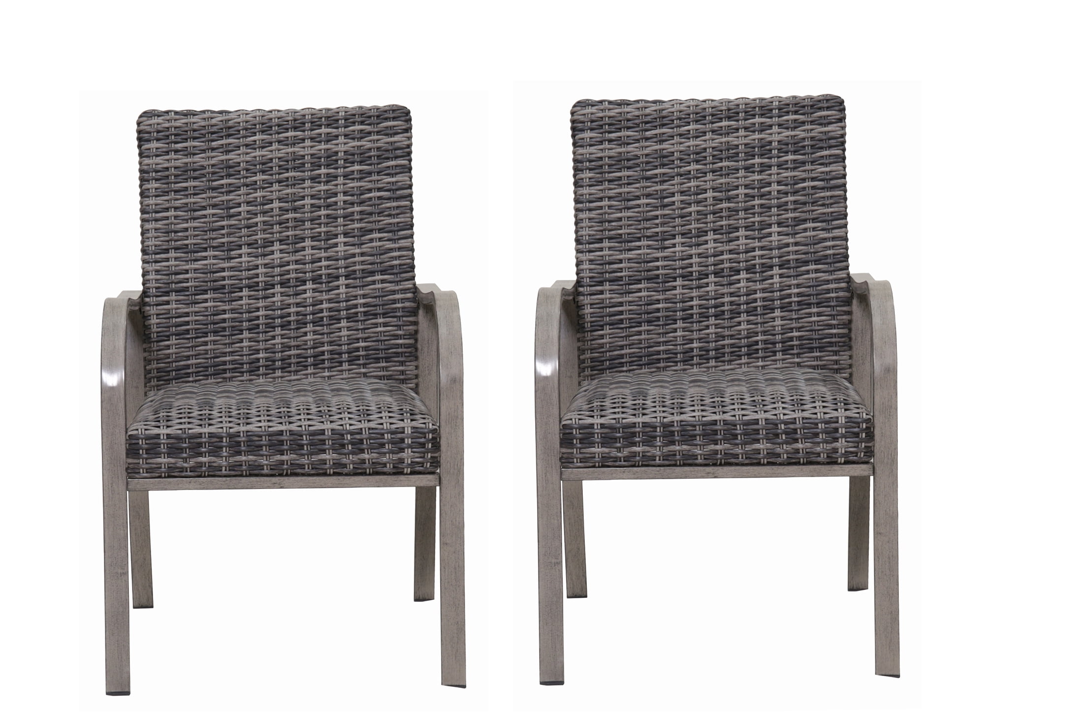Outdoor Dining Chair, 2 Pack Patio Side Chair for Garden Backyard Outdoor Dining, Brown White Dark Grey