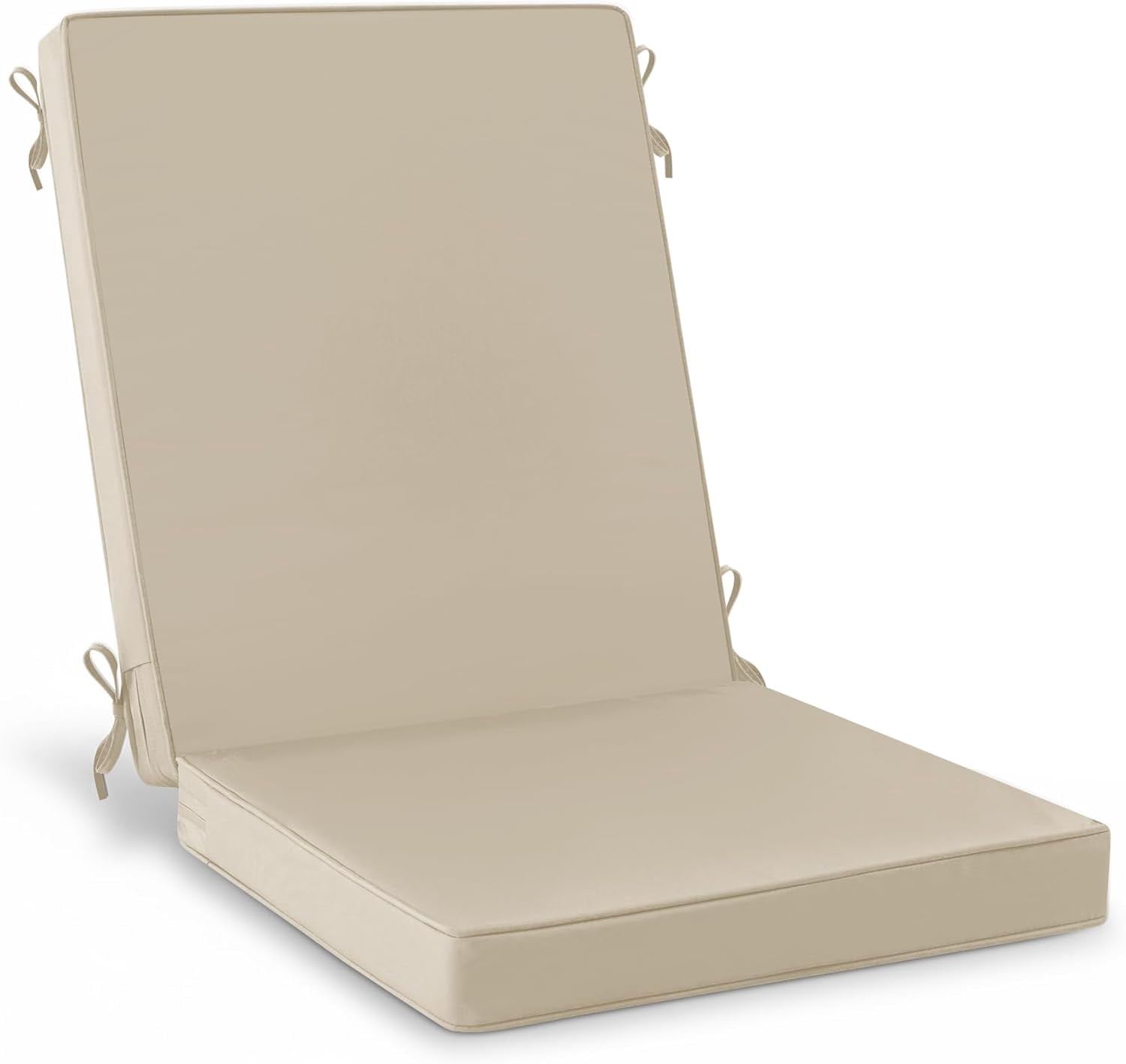 Outdoor Dining Chair Cushions, Water Resistant High Back Patio Seat Cushion Set with Ties, Removable Covers, Non-Slip Bottom for Garden Lawn Patio Furniture, 44 x 20 Inch, Cream