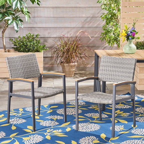 Outdoor Dining Chair | Enjoy Fresh Air and Sunshine while Dining | Mid - century Modern Faux - wood Arms | Overcomes Lack of Style in Outdoor Seating