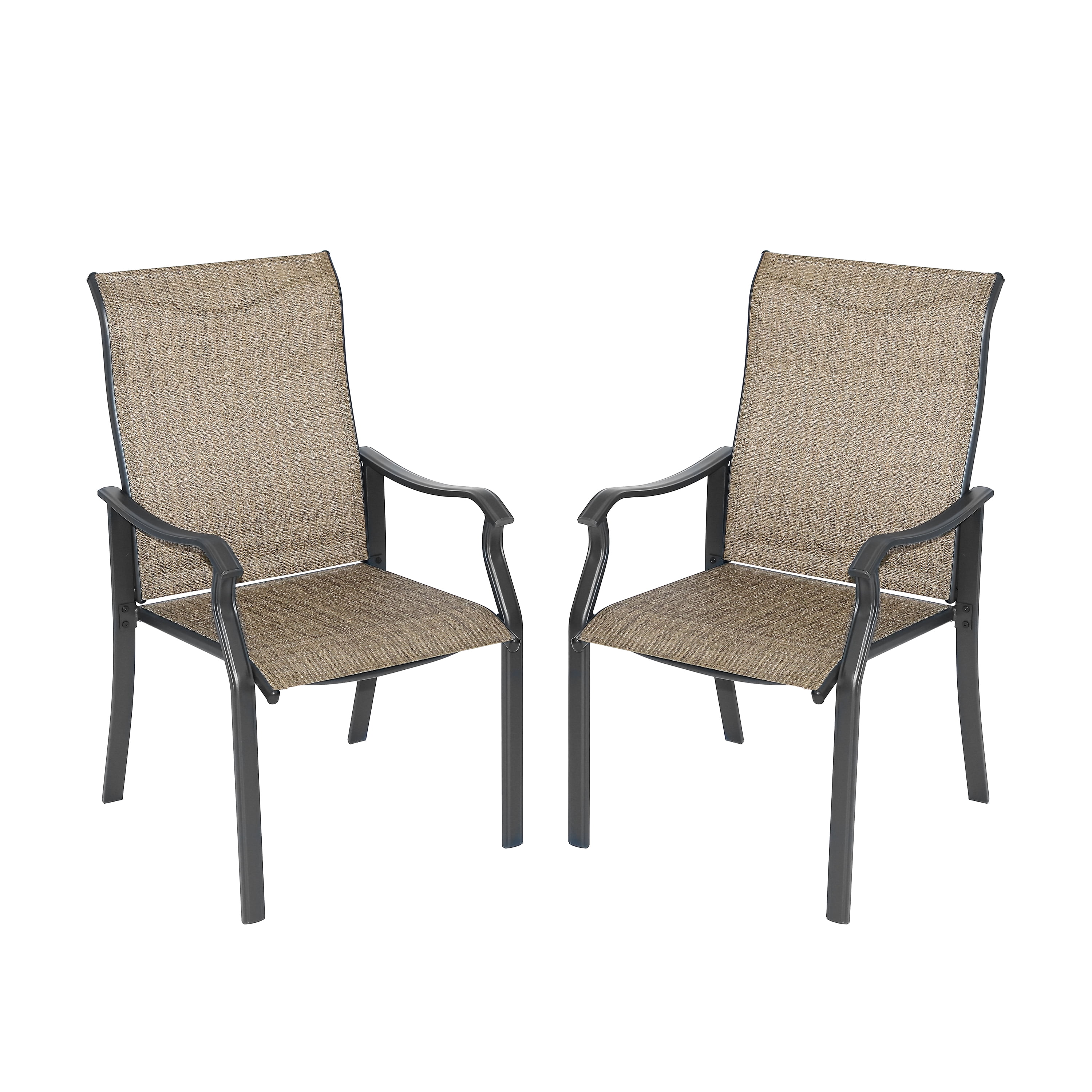 Outdoor Dining Chairs Set of 2, High Back Textilene Chairs with Armrest for Indoor Outdoor Use, Iron Frame Patio Furniture Chairs, Rustproof, Patio Chairs for Lawn,Garden