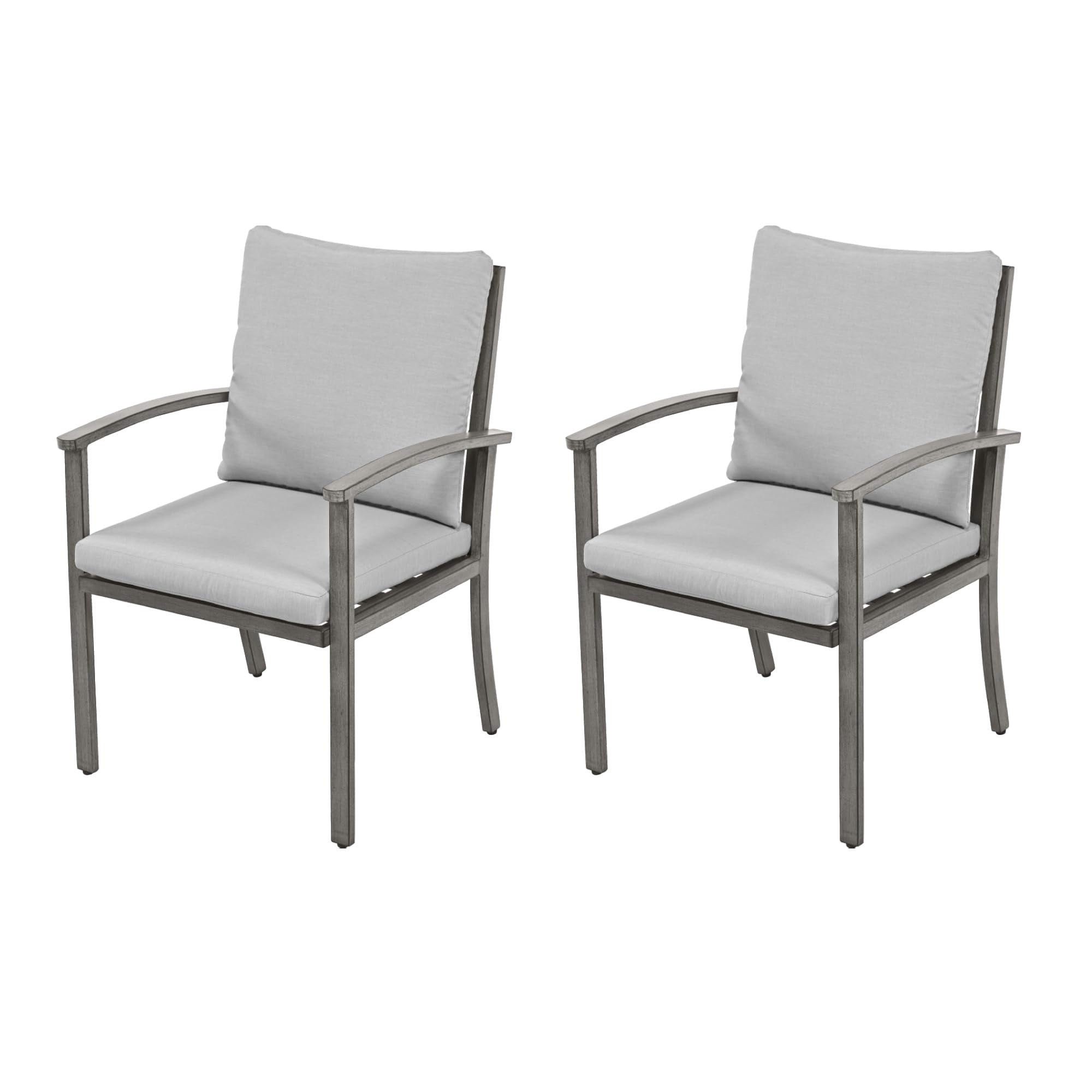 Outdoor Dining Chairs Set of 2, Aluminum Patio Chairs with Cushions, Rope Backrest Ergonomic Armrest Bistro Chairs for Porch Backyard Pool,Gray