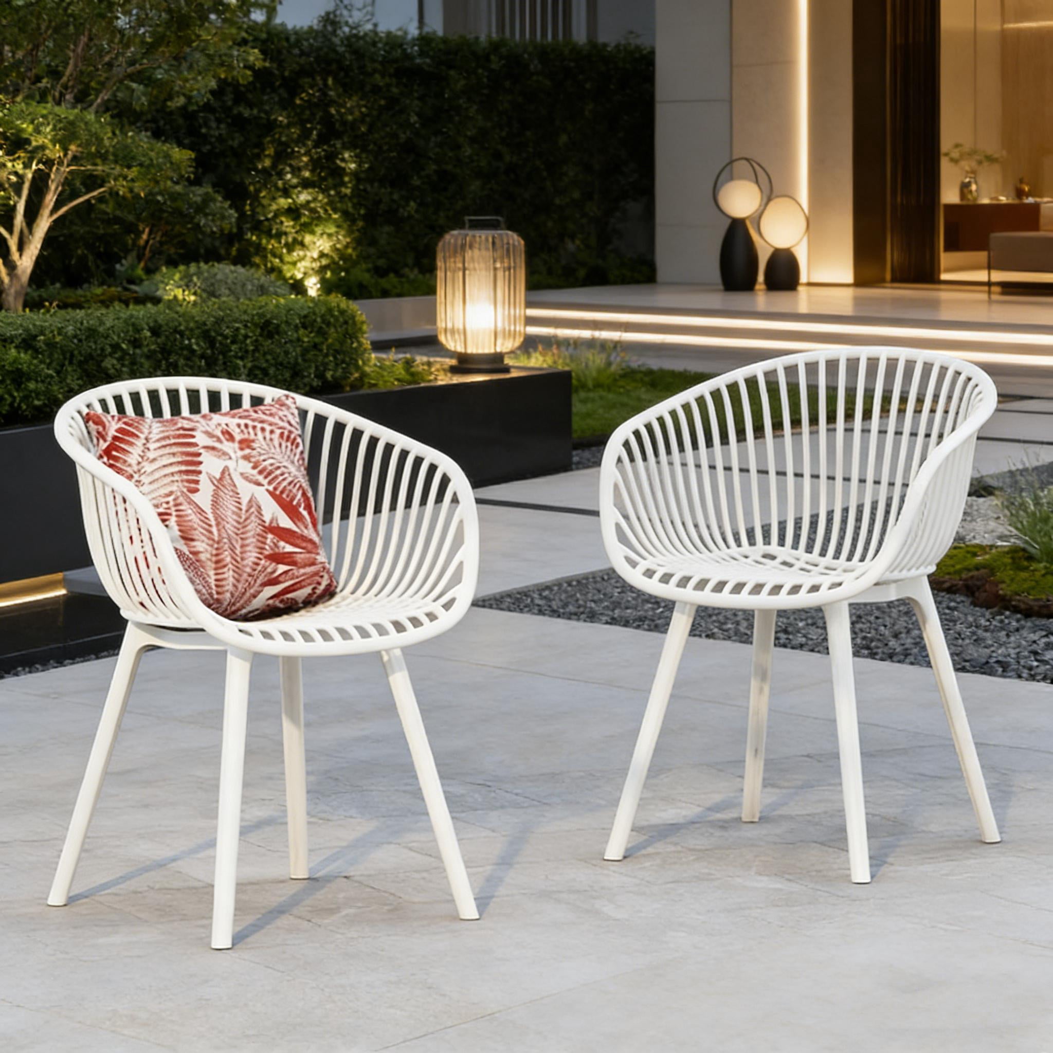 Outdoor Dining Chairs Set of 2 – Coastal Style Patio Chairs with Comfortable Seating for Backyard, Deck, Porch